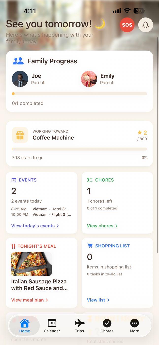 Famicircle home dashboard